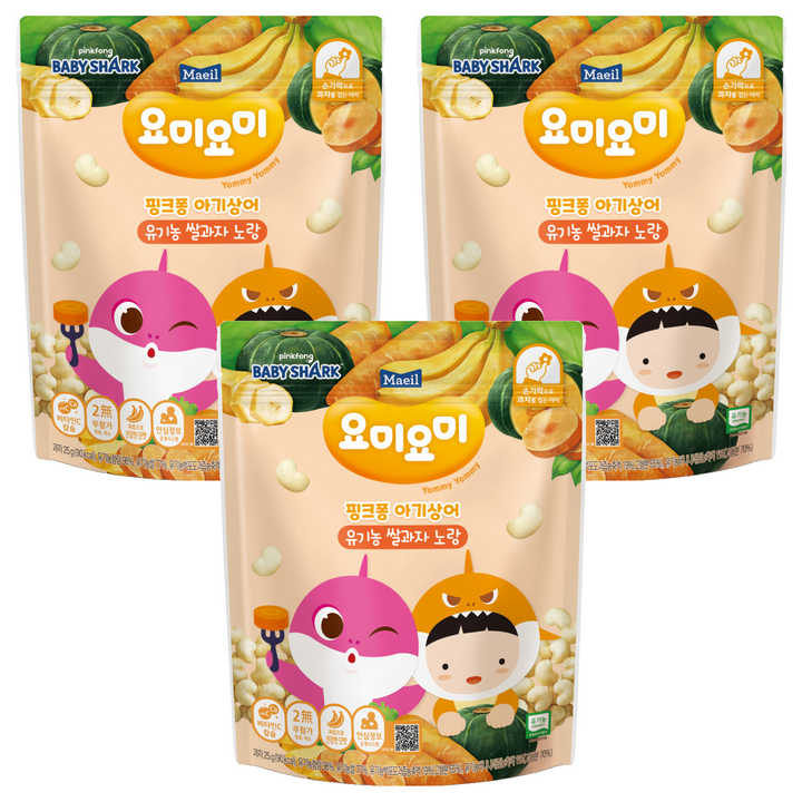 요미요미 유기농 쌀과자, 노랑, 25g, 3개