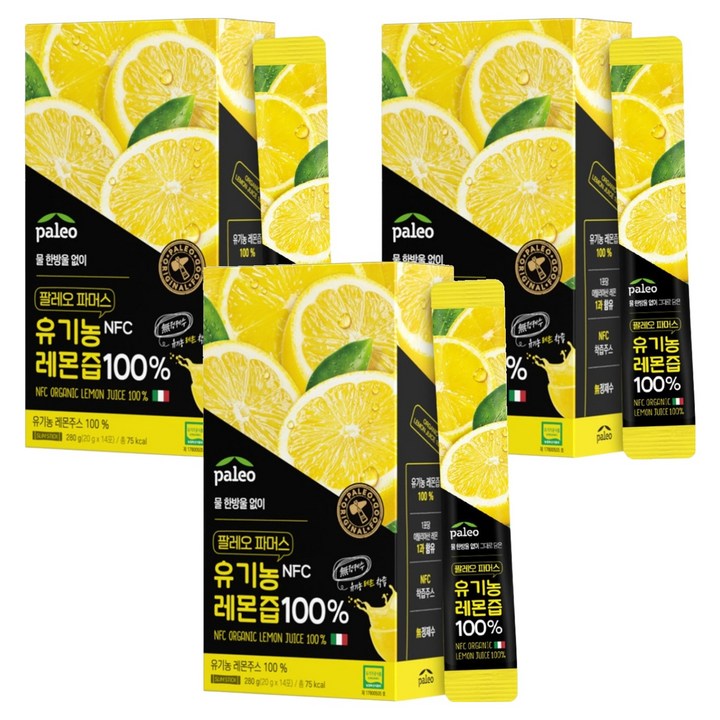 팔레오 파머스 유기농 레몬즙 NFC 원액 스틱 14p, 280g, 3개