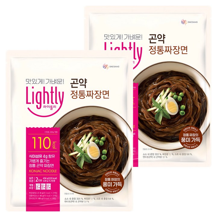 라이틀리 곤약 정통짜장면 2인분, 456g, 2개