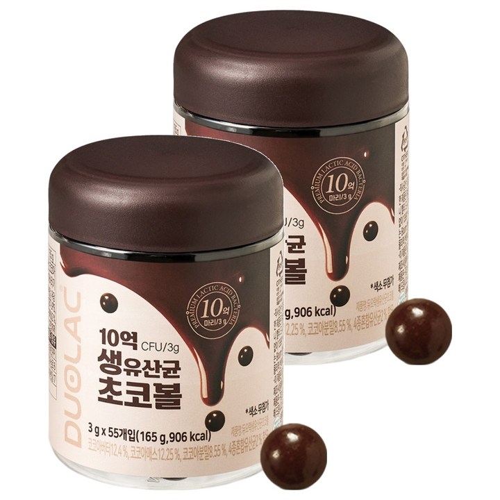 듀오락 10억 생유산균 초코볼 55p, 165g, 2개
