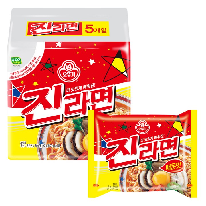 오뚜기 진라면 매운맛 120g, 5개