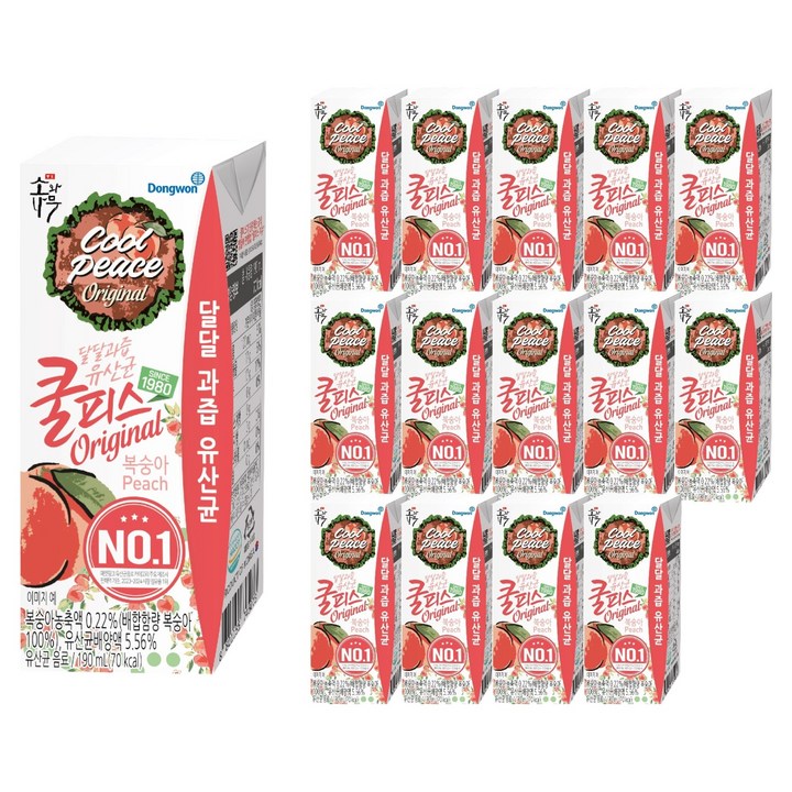 소와나무 쿨피스 복숭아, 190ml, 15개