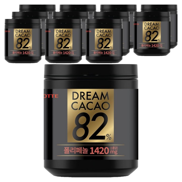롯데웰푸드 드림카카오 82% 폴리페놀 1420mg 초콜릿, 86g, 12개