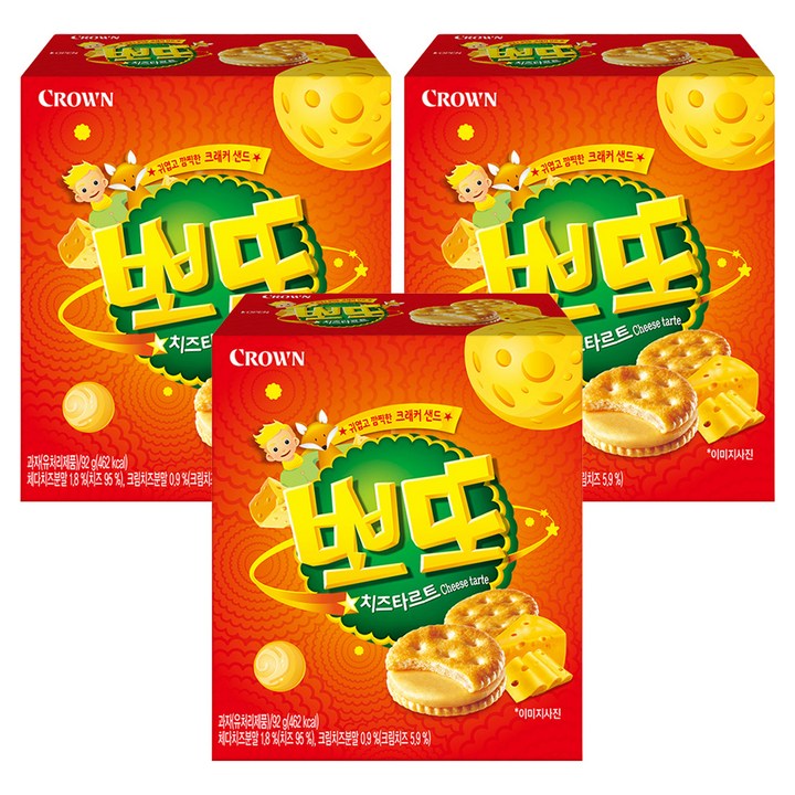 크라운 뽀또 치즈타르트, 92g, 3개