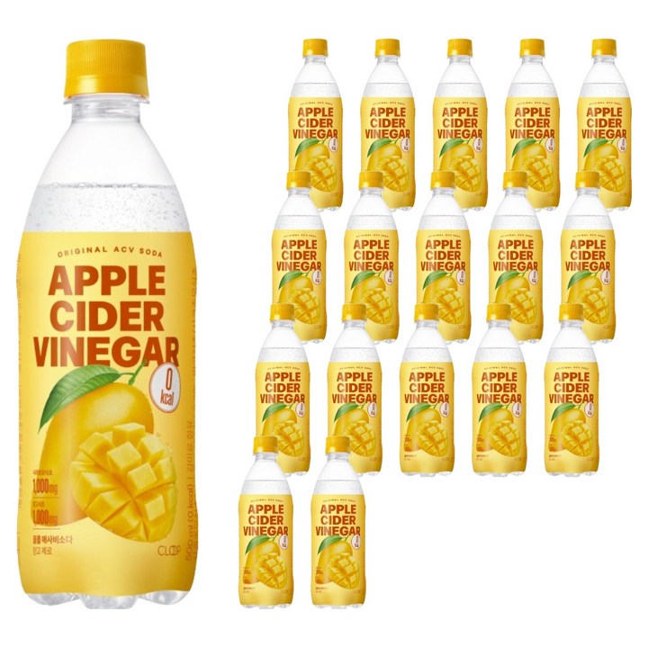 클룹 애사비소다 망고 제로 탄산음료, 18개, 500ml