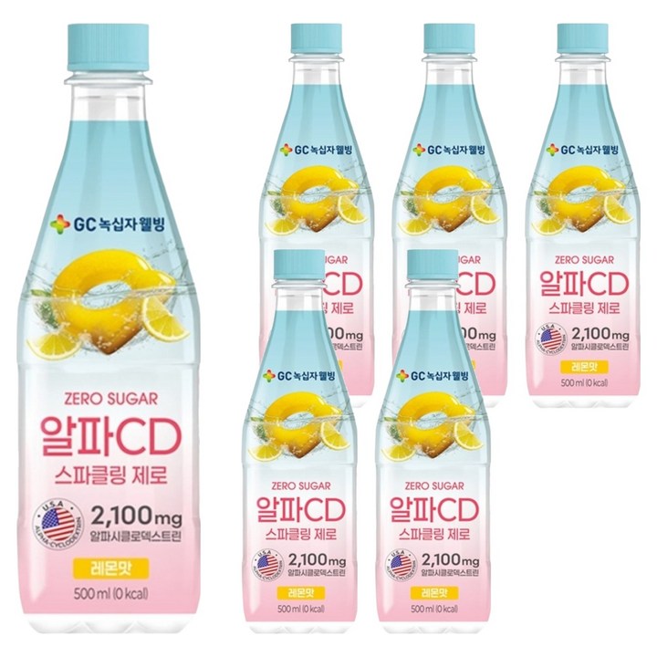 GC녹십자웰빙 알파CD 스파클링 제로 레몬맛, 6개, 500ml