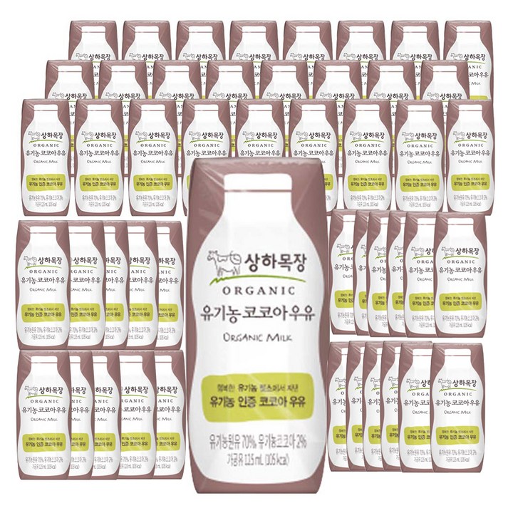 상하목장 유기농 코코아 우유, 125ml, 48개