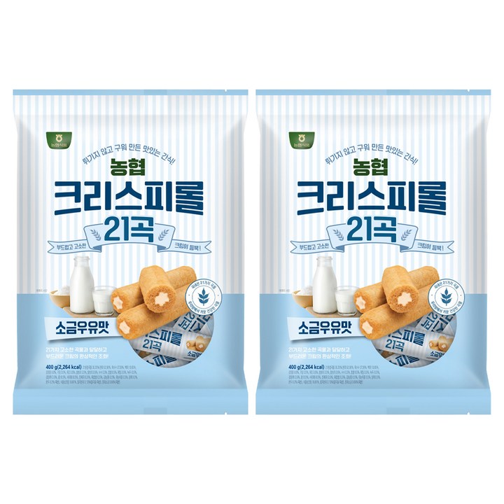 농협식품 크리스피롤 21곡 소금우유맛 과자, 400g, 2개
