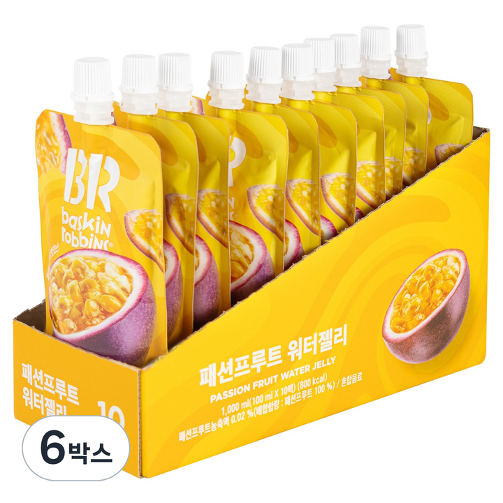 배스킨라빈스 얼려먹는 패션프루트 워터젤리 10개입, 1L, 6박스