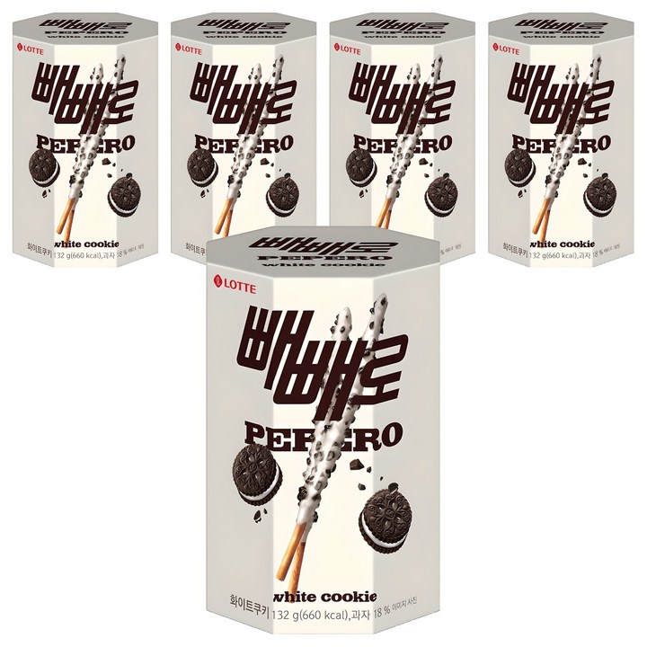 빼빼로 화이트쿠키, 132g, 5개