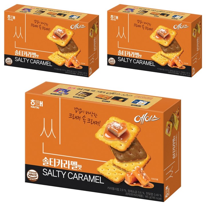 해태에이스 씬 솔티카라멜, 145g, 3개