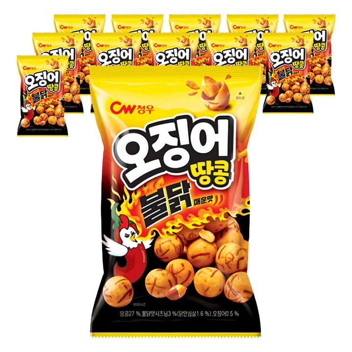 청우식품 오징어땅콩 불닭맛 스낵, 90g, 12개