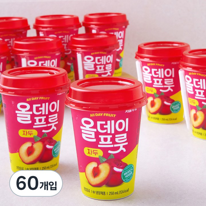 서울우유 올데이프룻 자두 주스, 250ml, 60개입
