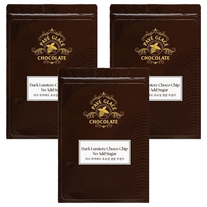 파베글라스 설탕무첨가 다크 루미에르 초코칩, 100g, 3개