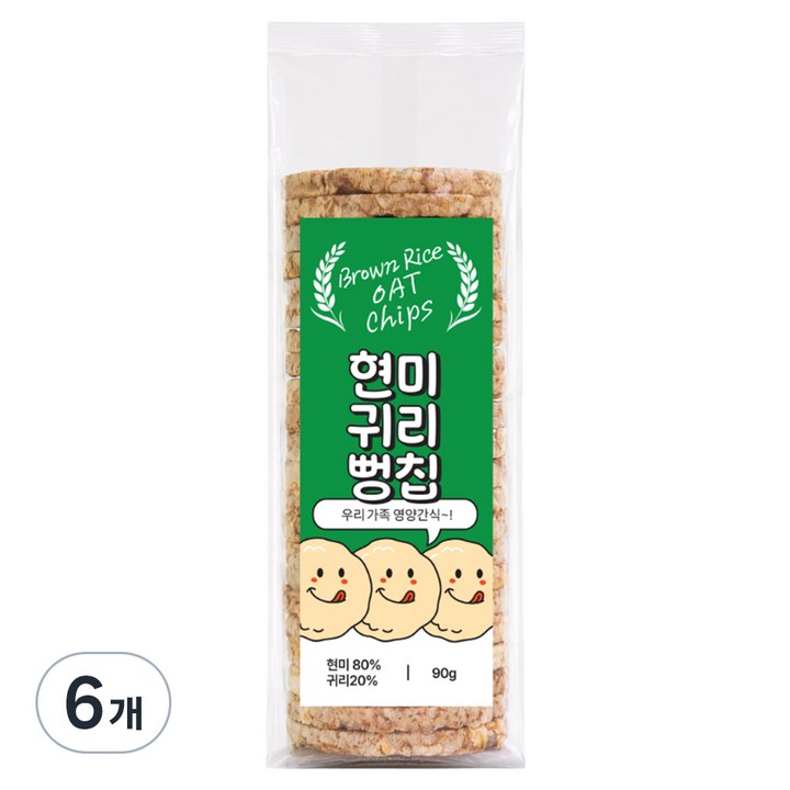 현미 귀리 뻥칩, 90g, 6개