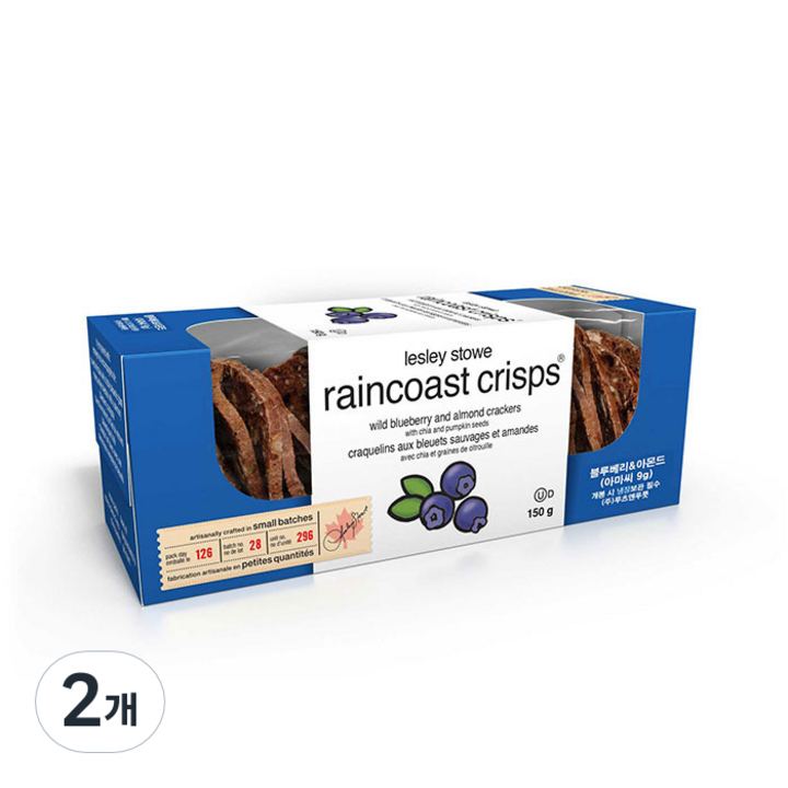 레슬리스토레인코스트크리스프 블루베리 앤 아몬드 비스킷, 150g, 2개