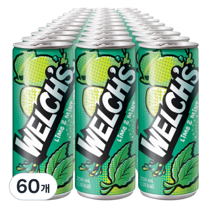 웰치스 웰치소다 라임민트, 250ml, 60개