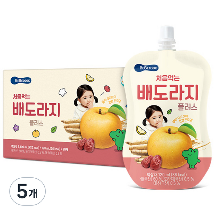 베베쿡 처음먹는 배도라지 플러스 주스, 120ml, 100개