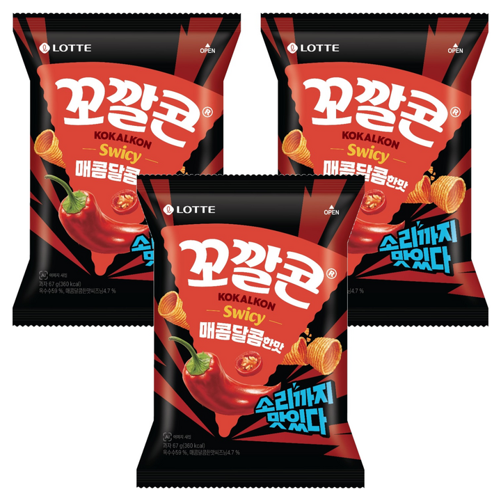 꼬깔콘 매콤달콤한맛, 67g, 3개