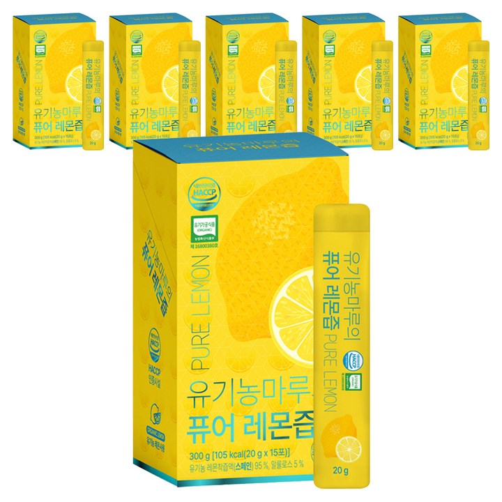유기농마루 정품 퓨어 레몬즙 스틱, 300g, 6개