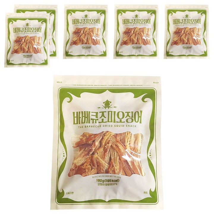 더먹다 바베큐 조미 오징어, 6개, 180g
