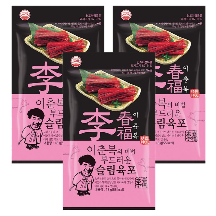 이춘복의 비법 부드러운 슬림육포, 18g, 3개