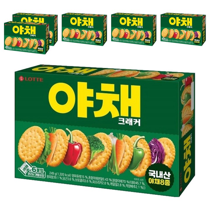 롯데웰푸드 야채 크래커, 249g, 6개
