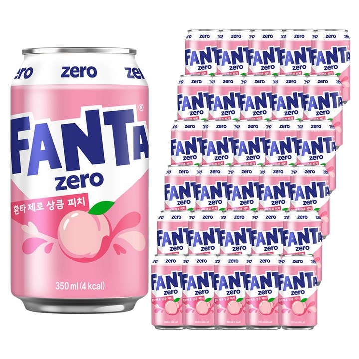 환타 제로 상큼 피치 탄산음료, 350ml, 48개