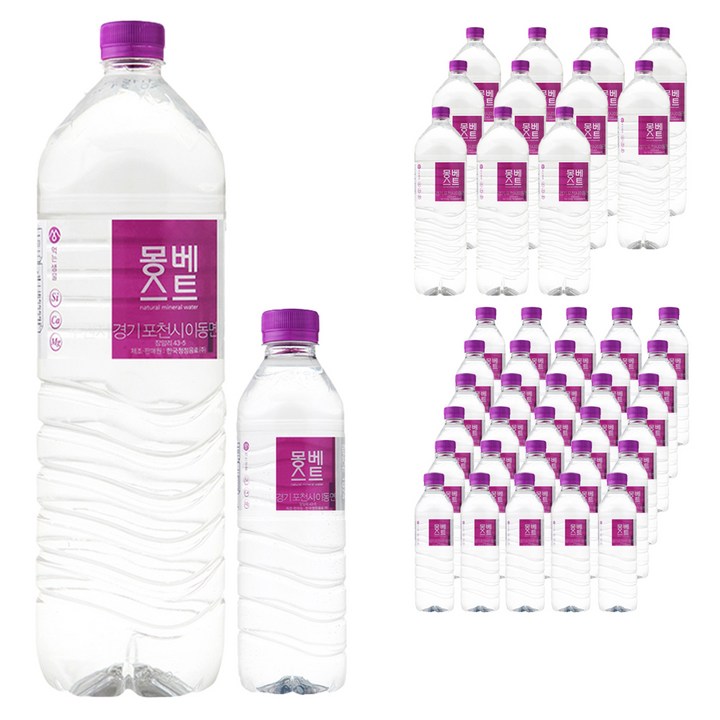 몽베스트 생수 500ml 40p + 2.0L 12p, 12개, 2L