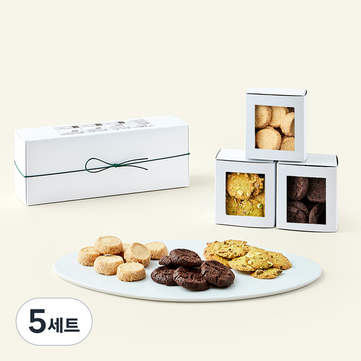 메종엠오 쿠키 사브레 바니유 110g + 사브레 쇼콜라 110g + 튜일 피스타슈 70g 선물세트, 290g, 1개입, 5세트