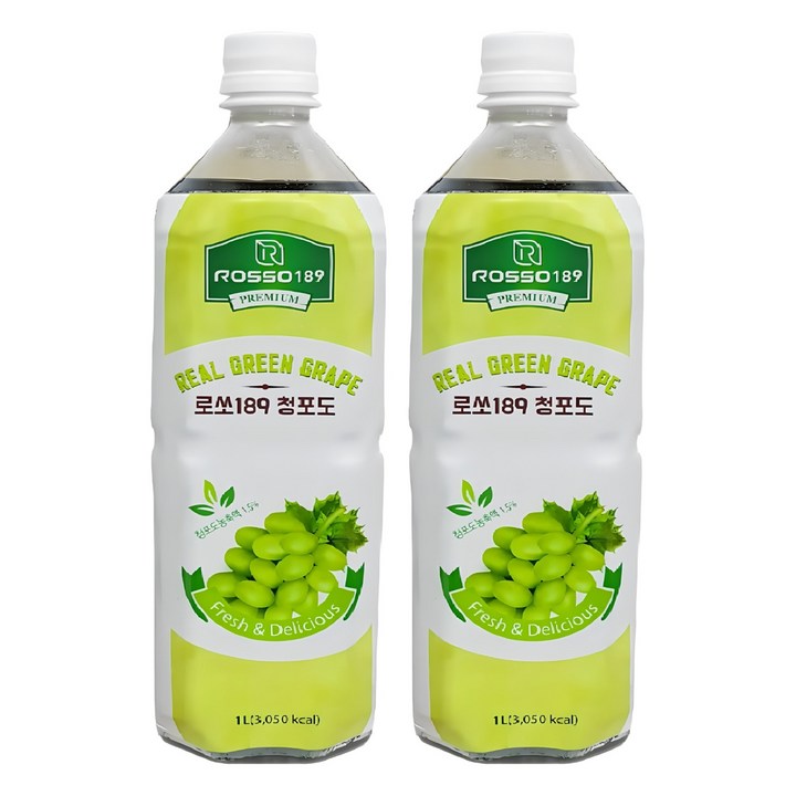 로쏘189 청포도 음료베이스, 1L, 2개