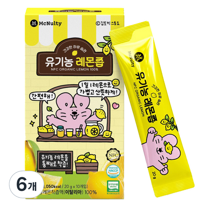 맥널티커피 김토끼 유기농 레몬즙 10p, 200g, 6개