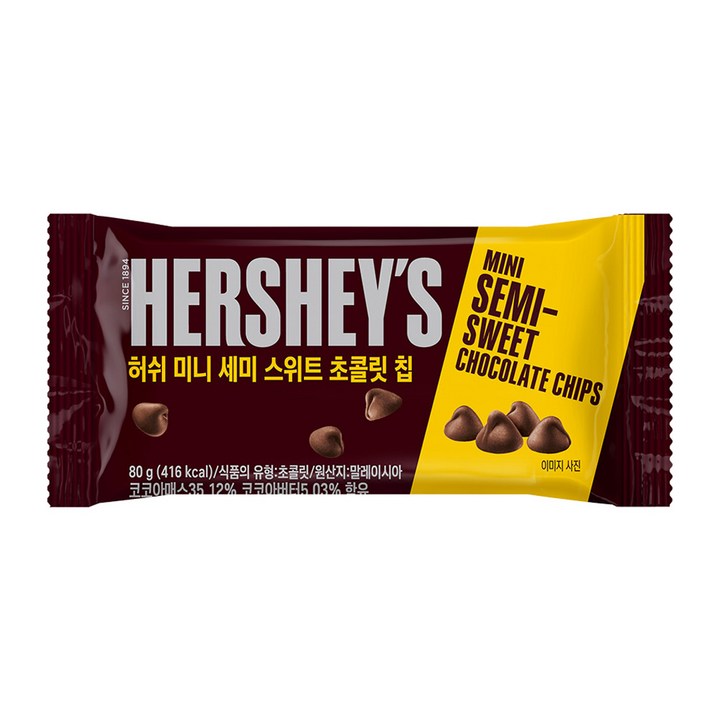 허쉬 미니 세미스위트 초콜릿칩, 80g, 1개