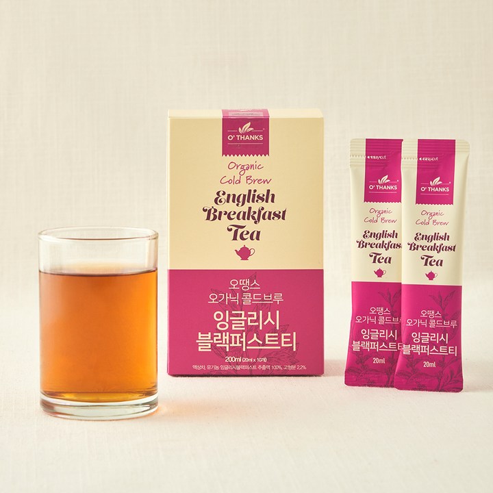 오땡스 유기가공식품 인증 콜드브루 잉글리시 블랙퍼스트티 스틱, 20ml, 10개