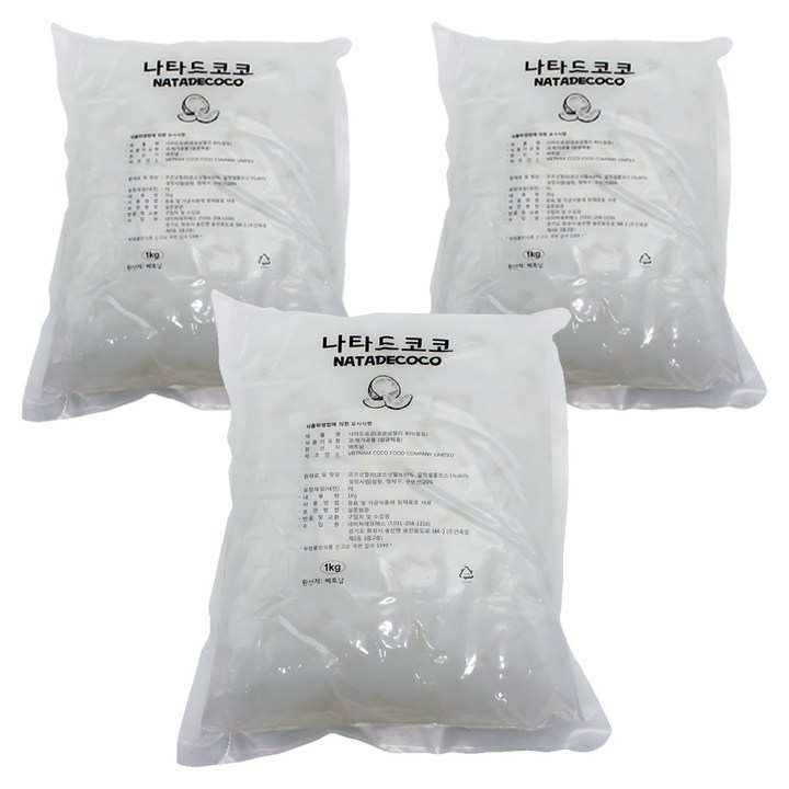 코코넛젤리 8mm 음료용, 1kg, 3개
