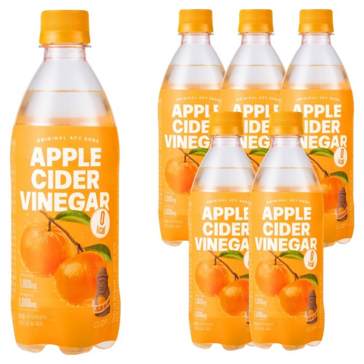 클룹 애사비소다 제주감귤 제로 탄산음료, 500ml, 6개