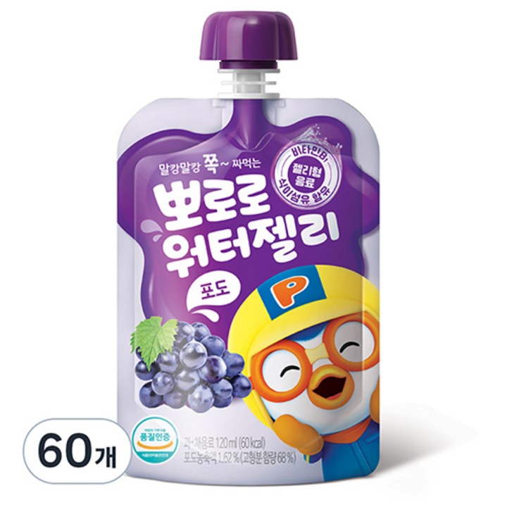 팔도 뽀로로 워터젤리, 포도, 120ml, 60개
