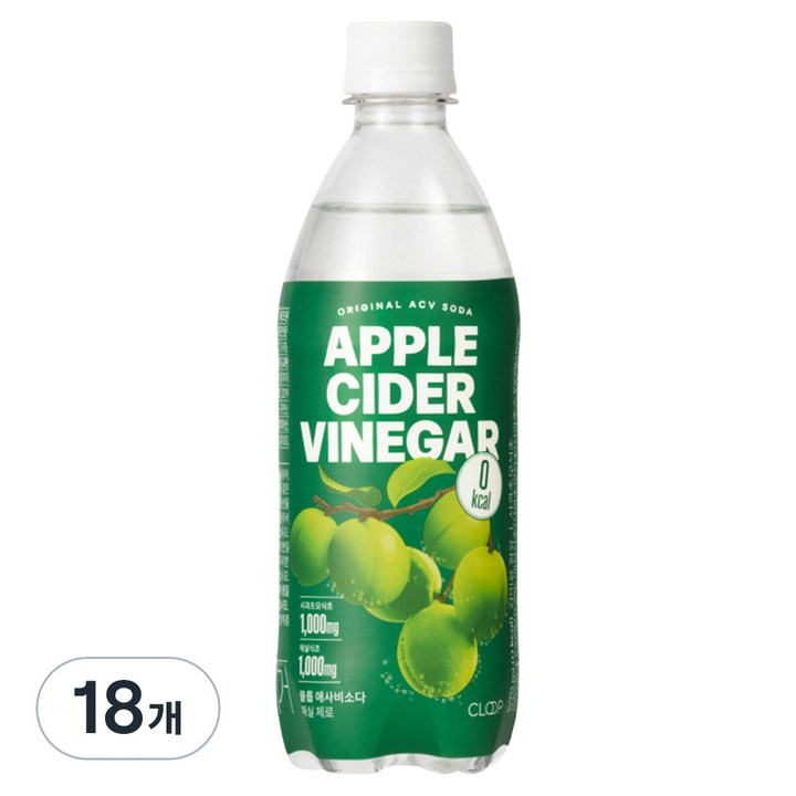 클룹 애사비소다 매실 제로 탄산음료, 500ml, 18개