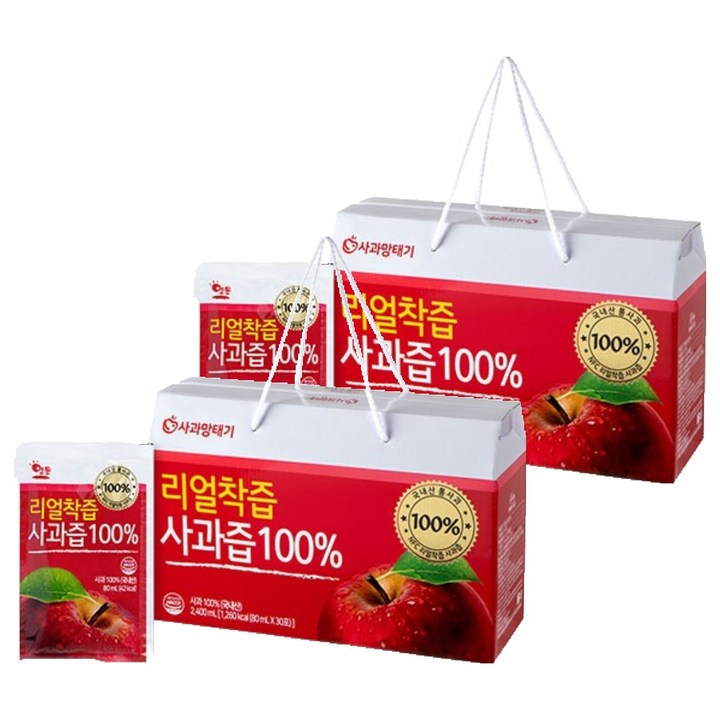 사과망태기 리얼착즙 사과즙 100프로, 80ml, 60개