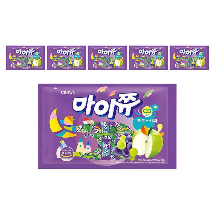 마이쮸 필로우 포도 사과 츄잉캔디, 720g, 6개
