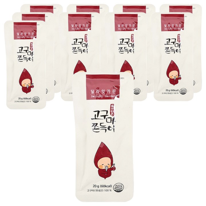 딜라잇가든 순수 고구마 쫀득이 오리지널, 20g, 10개