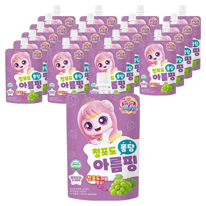 리더스인팜 캐치티니핑 퐁당 음료수 아름핑 청포도맛, 20개, 100ml