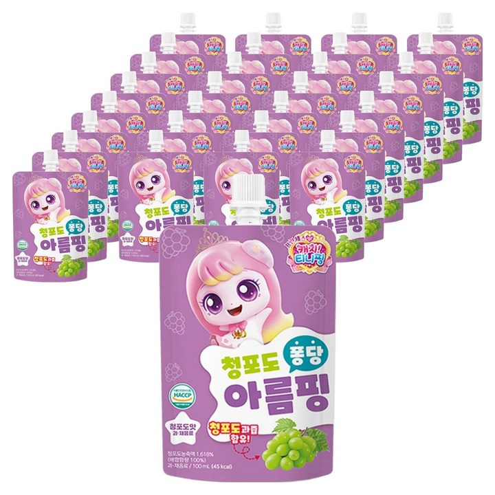 리더스인팜 캐치티니핑 퐁당 음료수 아름핑 청포도맛, 50개, 100ml
