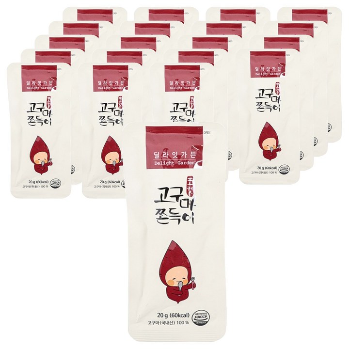 딜라잇가든 순수 고구마 쫀득이 오리지널, 20g, 20개