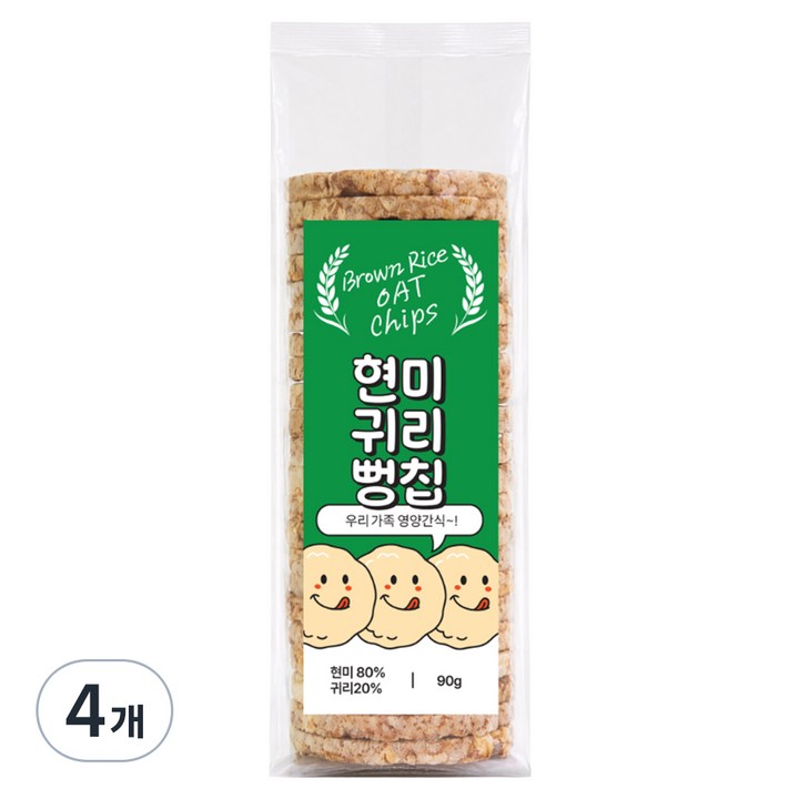 현미 귀리 뻥칩, 90g, 4개