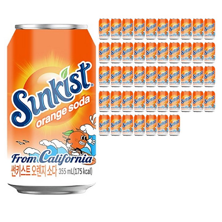 광동제약 썬키스트 오렌지 탄산 소다, 355ml, 48개