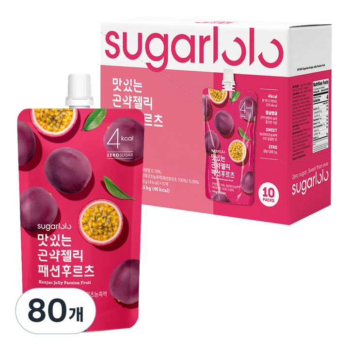 슈가로로 맛있는 곤약젤리 패션후르츠, 150g, 80개