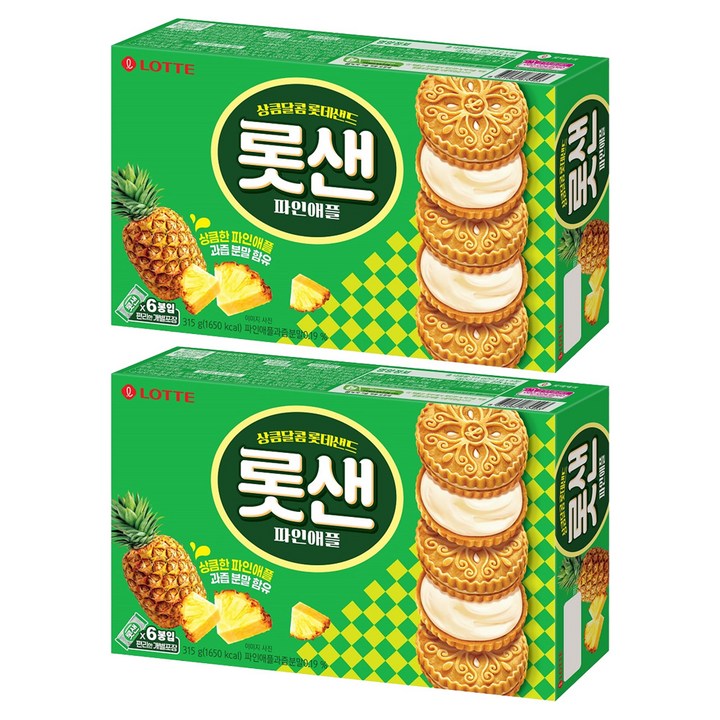 롯데웰푸드 롯데샌드 파인애플, 315g, 2개