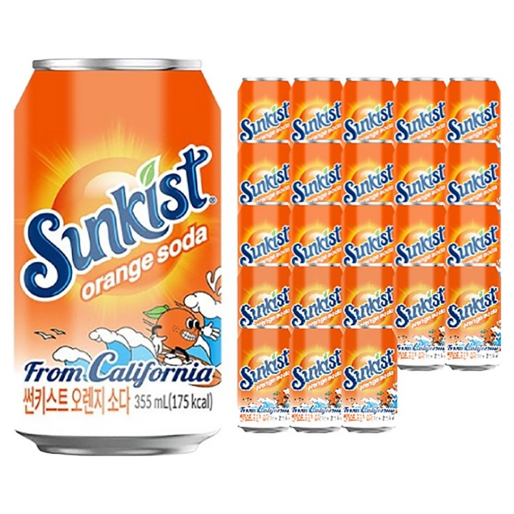 썬키스트 오렌지 소다, 355ml, 24개