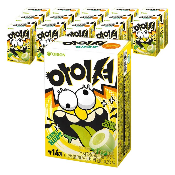 오리온 아이셔 츄잉캔디 청사과맛, 42g, 15개